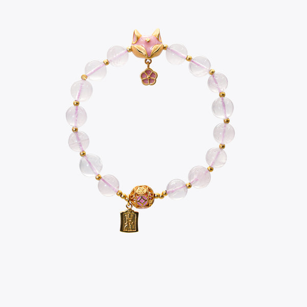 Blossoming Rose Quartz Accumulating Gold Crystal Bracelet